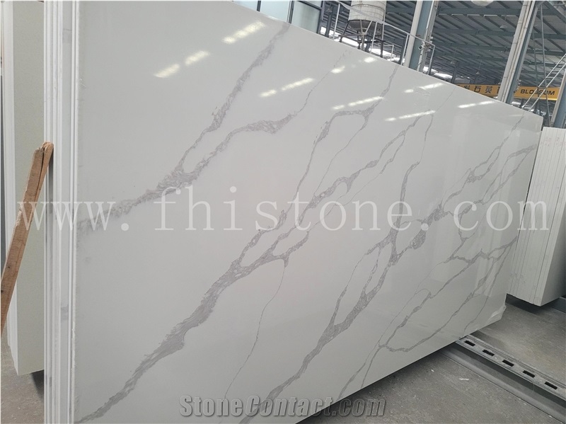 Marble Look Quartz Solid Surface Calacatta Quartz Slabs