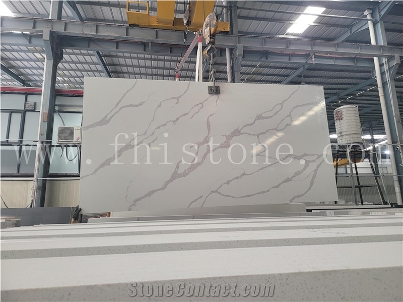 Marble Look Quartz Solid Surface Calacatta Quartz Slabs