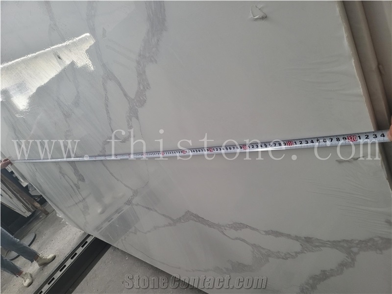 Marble Look Quartz Solid Surface Calacatta Quartz Slabs