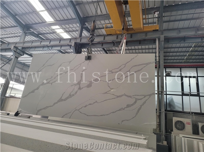 Marble Look Quartz Solid Surface Calacatta Quartz Slabs