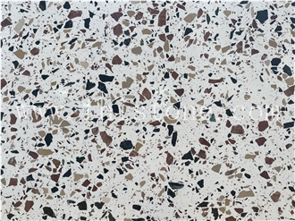 Multicolor White Color Aggregates Terrazzo Slabs And Floor Tiles