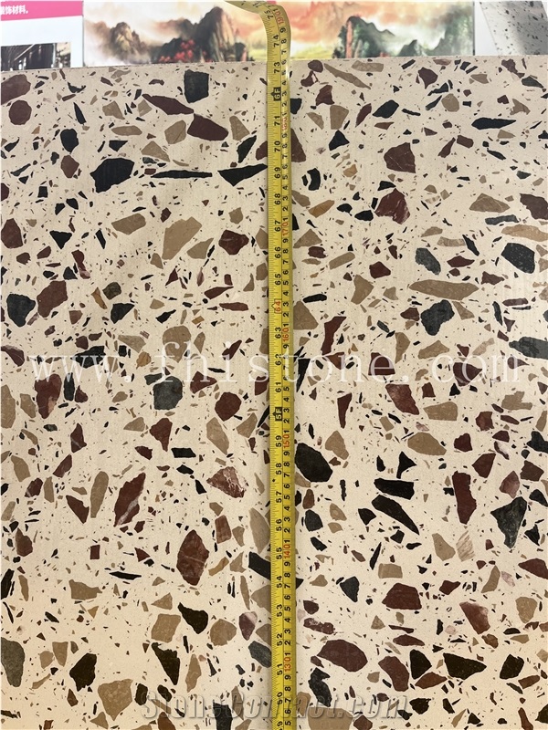 Multicolor White Color Aggregates Terrazzo Slabs And Floor Tiles
