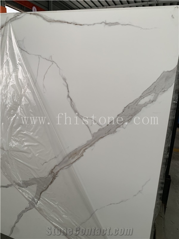 Top Blanco Con Vetas Cafes Sintered Stone Slabs