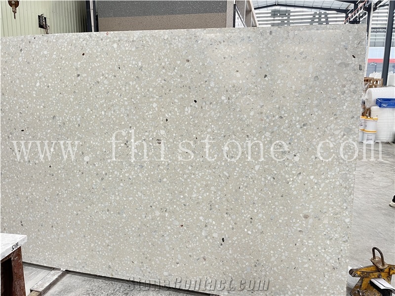 Venice Alabaster Large All White Chip Terrazzo Floor Tiles