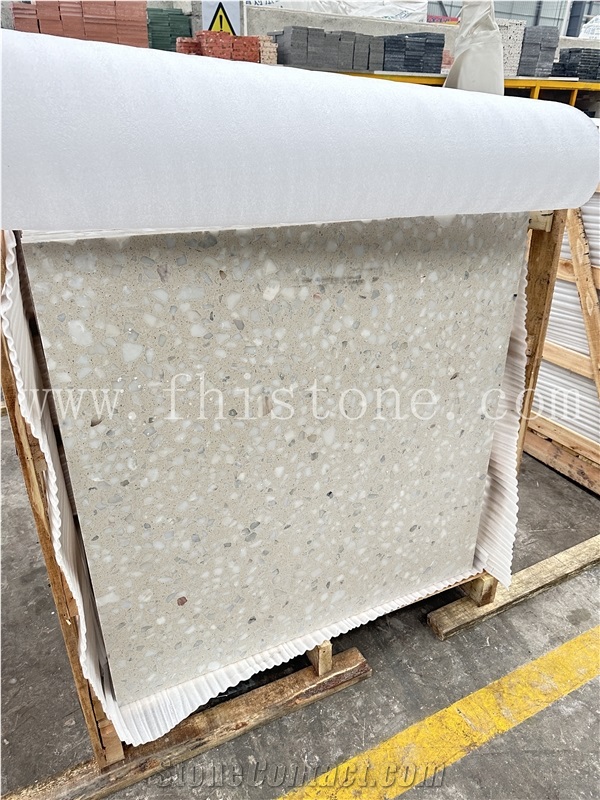 Venice Alabaster Large All White Chip Terrazzo Floor Tiles