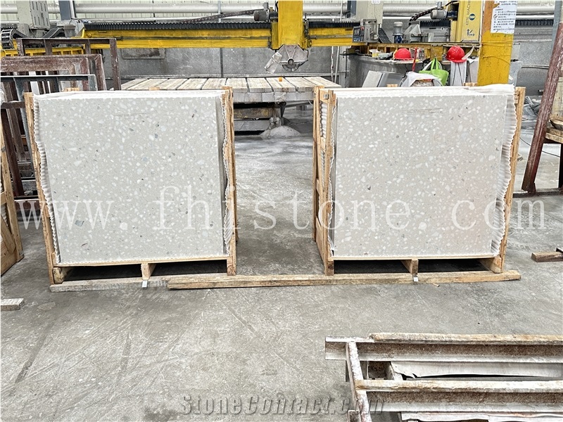 Venice Alabaster Large All White Chip Terrazzo Floor Tiles