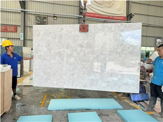 Backlit White Crystal Quartz Semiprecious Stone Bathroom Countertops
