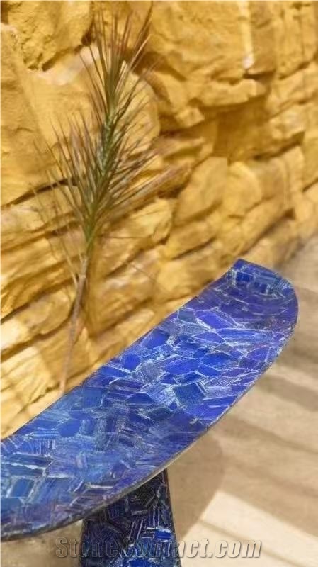 Blue Gemstone Console Commercial Table