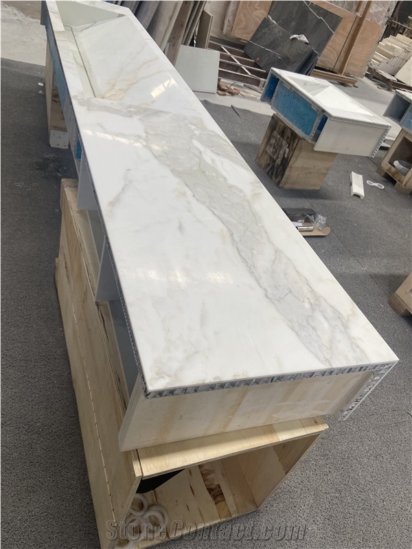 Calacatta Gold Marble Sink Bath Top Intergreted With Sink