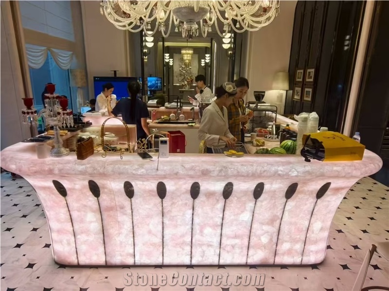 Crystal Pink Agate Stone Bar Reception Counters