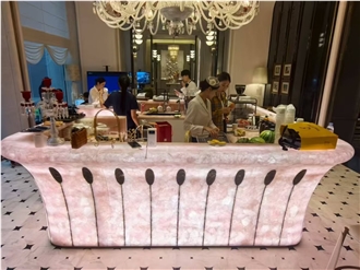 Crystal Pink Agate Stone Bar Reception Counters