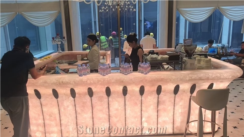 Crystal Pink Agate Stone Bar Reception Counters