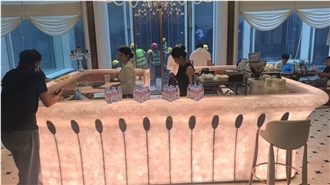Crystal Pink Agate Stone Bar Reception Counters