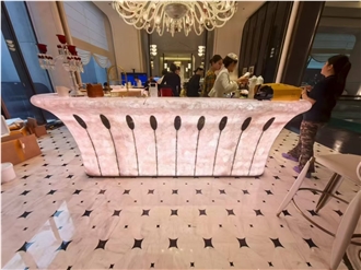 Crystal Pink Agate Stone Bar Reception Counters