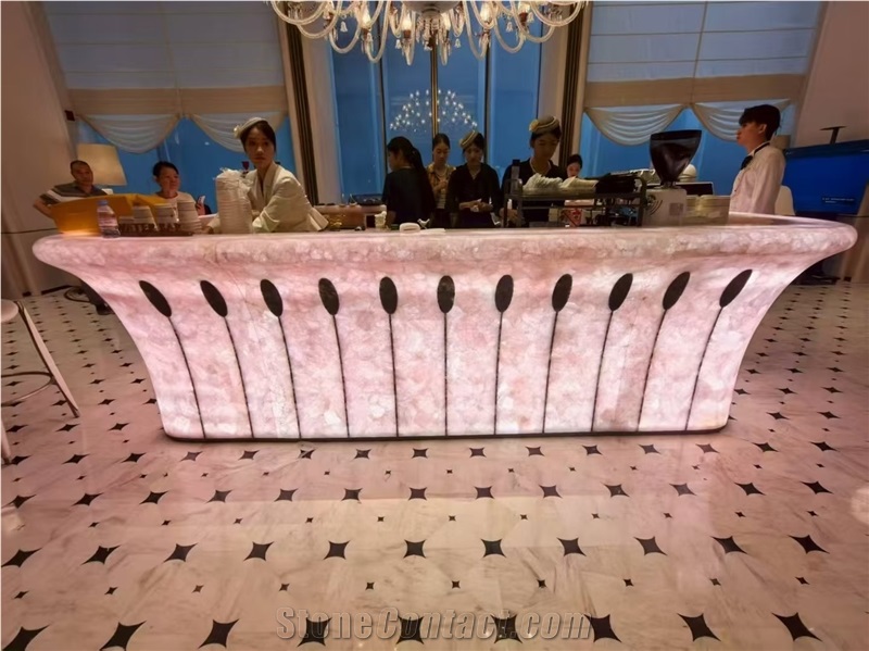 Crystal Pink Agate Stone Bar Reception Counters