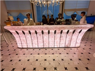Crystal Pink Agate Stone Bar Reception Counters