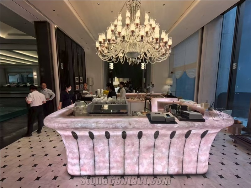 Crystal Pink Agate Stone Bar Reception Counters