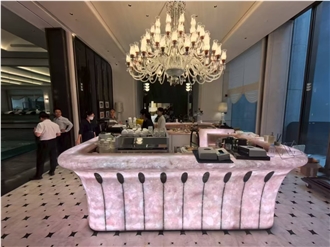 Crystal Pink Agate Stone Bar Reception Counters