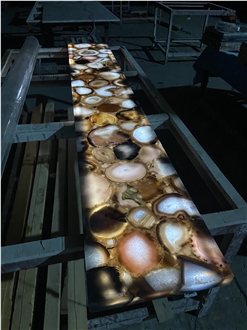 Grey Agate Stone Console  Backlighting Commercial Furniture