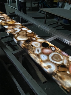 Grey Agate Stone Console  Backlighting Commercial Furniture
