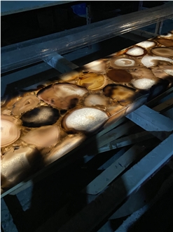 Grey Agate Stone Console  Backlighting Commercial Furniture