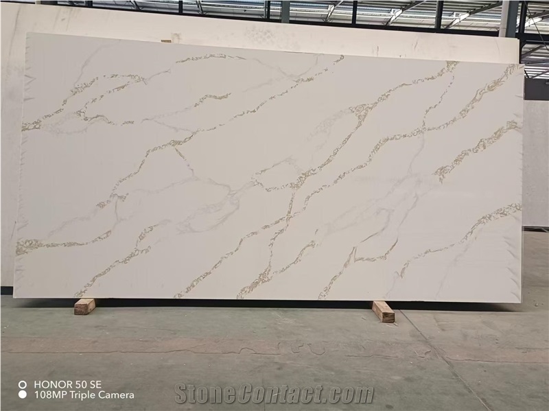 Artificial Stone Calacatta Gold Man-Made Quartz Slabs Tiles