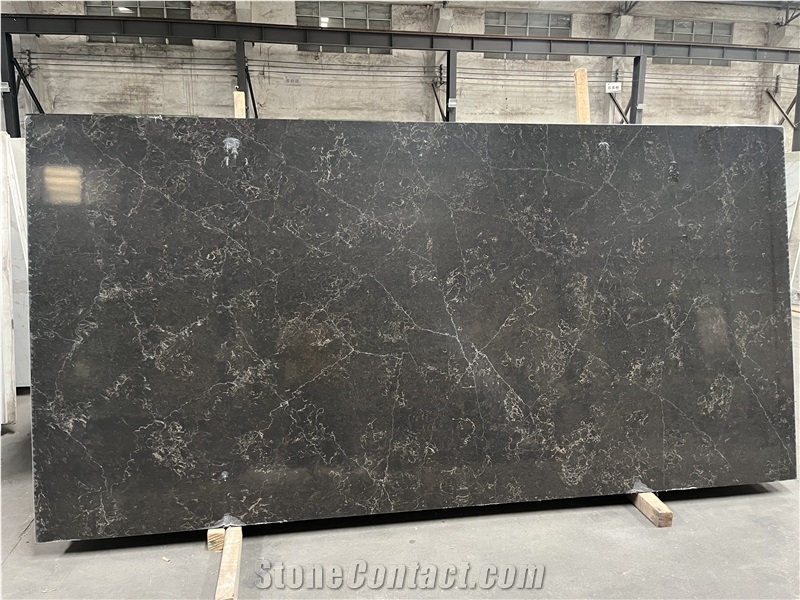 China BAROQUE GOLD Glossy 20Mm And 30Mm Thick Quartz Slabs