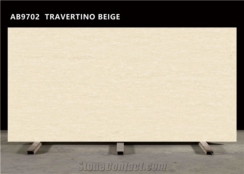 TRAVERTINO BEIGE Leather 12Mm Acrylic Stone Slabs