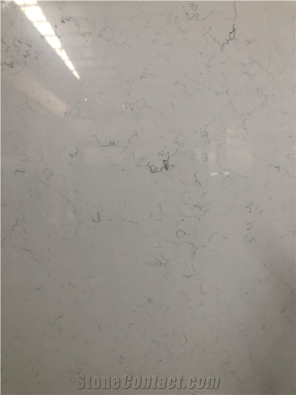 WHITE CARRARA Polished Acrylic Quartz Engineered Stone Slabs