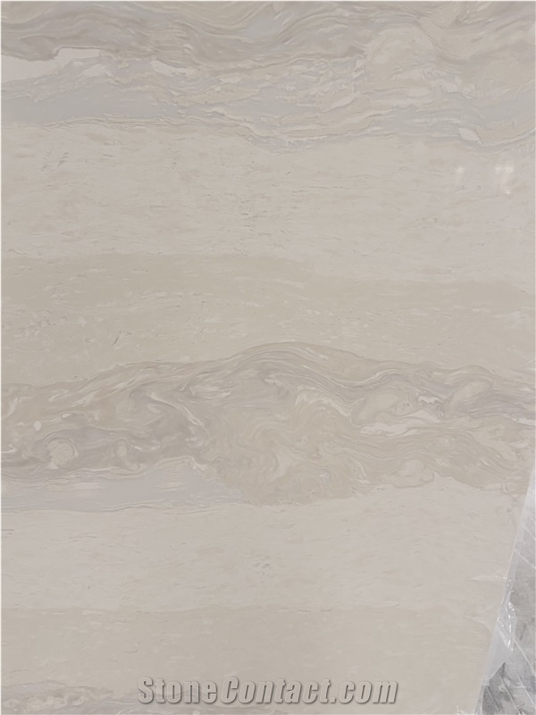 Beige Travertine Look Quartz Stone Artificial Stone Slabs