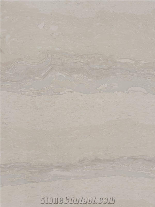 Beige Travertine Look Quartz Stone Artificial Stone Slabs