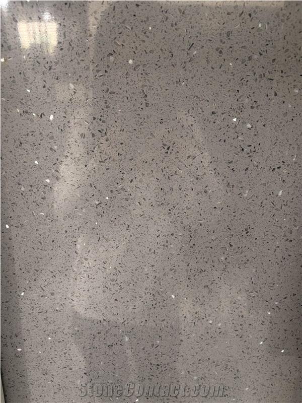 Grey Sparkle Quartz Slabs, Engineered Stone Tiles