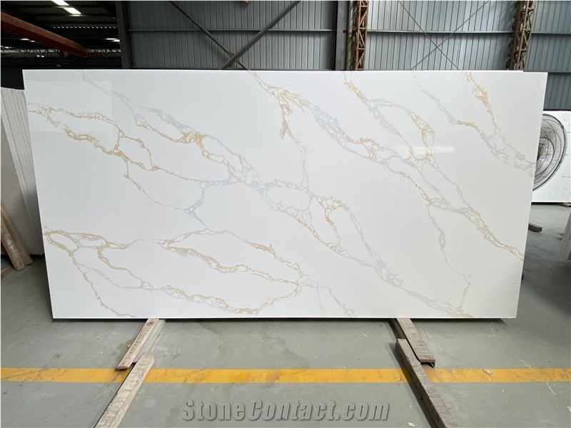 Premium Calacatta Gold Quartz Slabs 20 Mm
