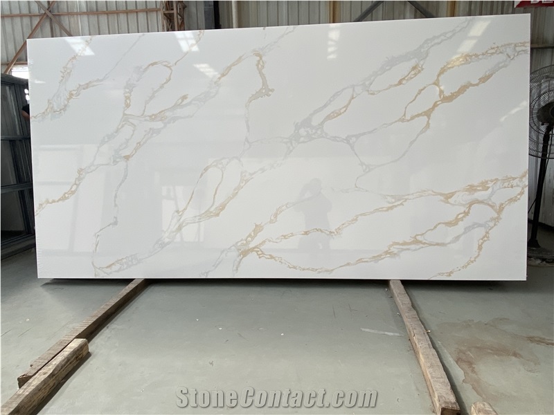 Premium Calacatta Gold Quartz Slabs 20 Mm