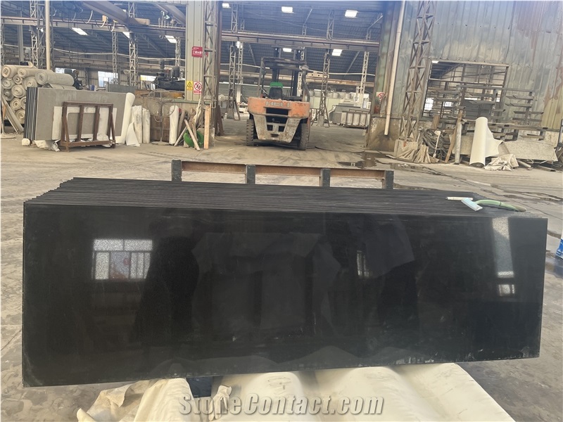 Pure Black Quartz Artificial Stone Kitchen Countertops