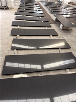 Pure Black Quartz Slab For Worktops Engineered Stone Tiles Pure Black Quartz Slab For Worktops Engineered Stone Tiles