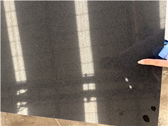 Pure Black Quartz Slab For Worktops Engineered Stone Tiles