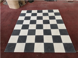Black And White Marble Checkerboard Flooring Tiles