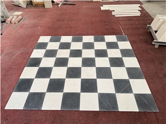 Black And White Marble Checkerboard Flooring Tiles