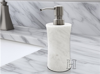 Elegant Ziarat White Marble Stone Soap Dispenser
