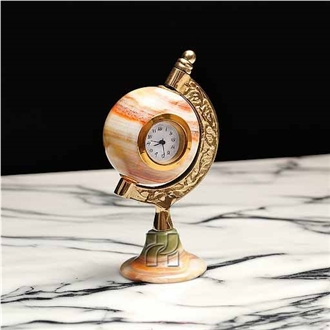 Green Onyx Globe Clock – Decorative Home And Office Products