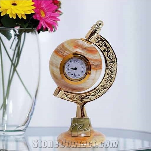 Green Onyx Globe Clock – Decorative Home And Office Products