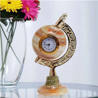Green Onyx Globe Clock – Decorative Home And Office Products