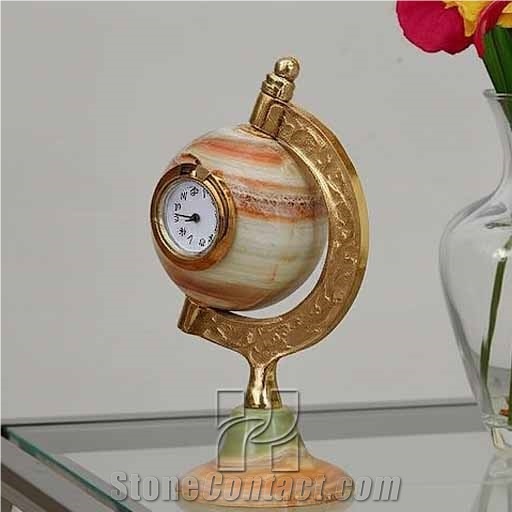 Green Onyx Globe Clock – Decorative Home And Office Products