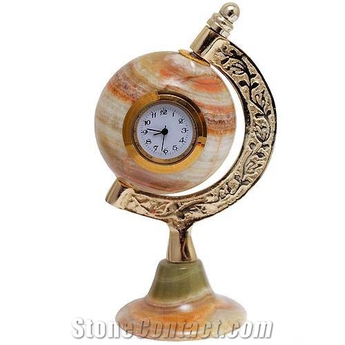 Green Onyx Globe Clock – Decorative Home And Office Products