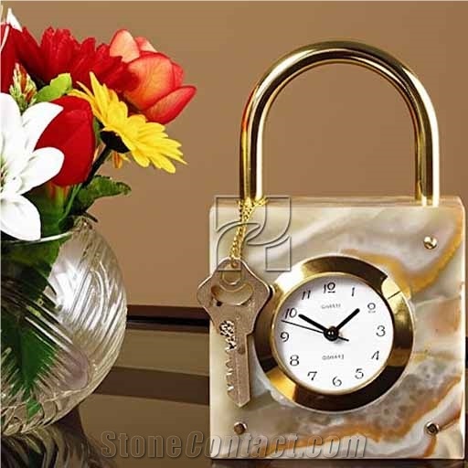 Green Onyx Lock Style Decorative Clock Home Decor Products