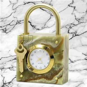 Green Onyx Lock Style Decorative Clock Home Decor Products