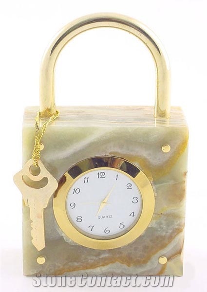 Green Onyx Lock Style Decorative Clock Home Decor Products