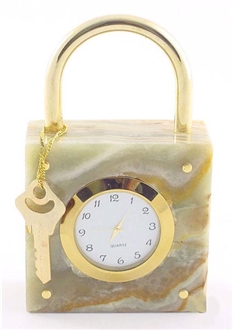 Green Onyx Lock Style Decorative Clock Home Decor Products
