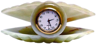 Hand-Carved Oyster Green Onyx Clock Home Decor Products